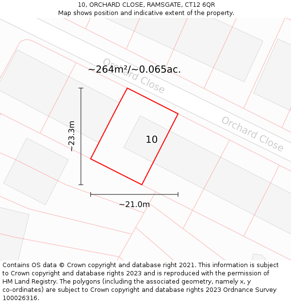 10, ORCHARD CLOSE, RAMSGATE, CT12 6QR: Plot and title map