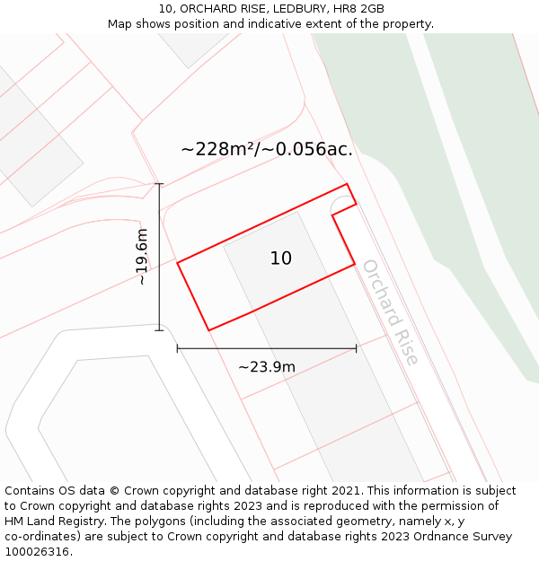 10, ORCHARD RISE, LEDBURY, HR8 2GB: Plot and title map