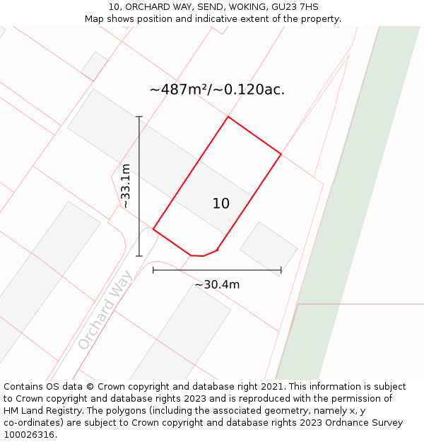 10, ORCHARD WAY, SEND, WOKING, GU23 7HS: Plot and title map