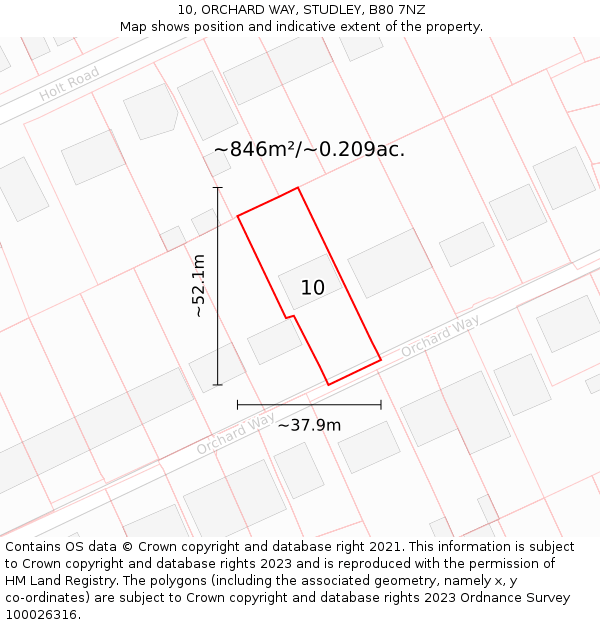 10, ORCHARD WAY, STUDLEY, B80 7NZ: Plot and title map