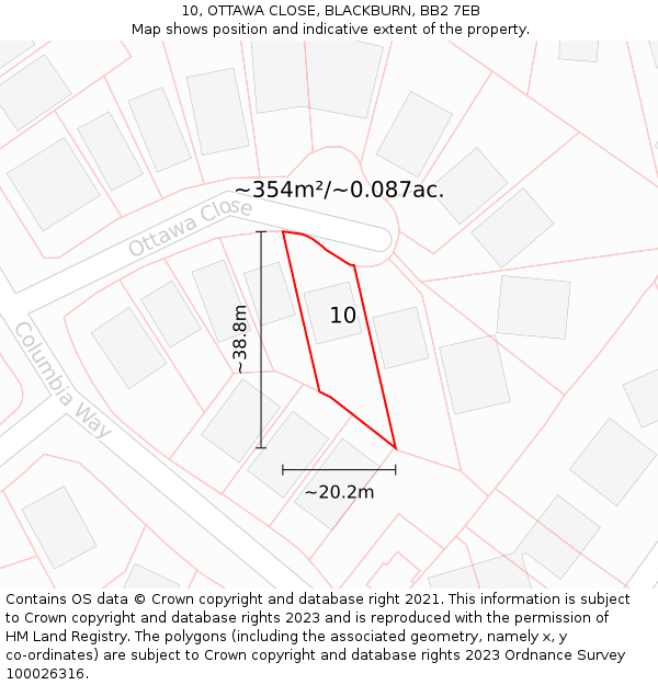 10, OTTAWA CLOSE, BLACKBURN, BB2 7EB: Plot and title map