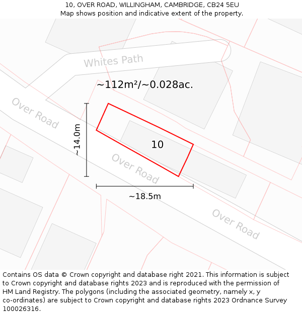10, OVER ROAD, WILLINGHAM, CAMBRIDGE, CB24 5EU: Plot and title map