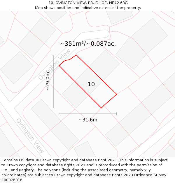 10, OVINGTON VIEW, PRUDHOE, NE42 6RG: Plot and title map