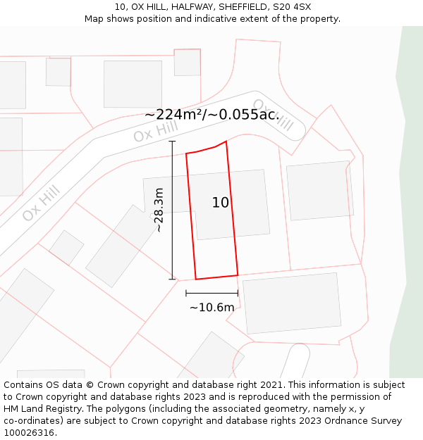 10, OX HILL, HALFWAY, SHEFFIELD, S20 4SX: Plot and title map