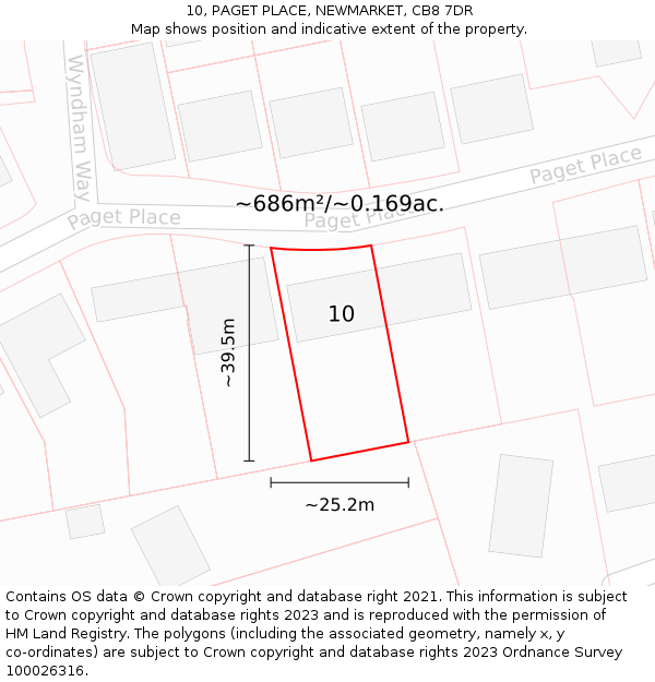 10, PAGET PLACE, NEWMARKET, CB8 7DR: Plot and title map