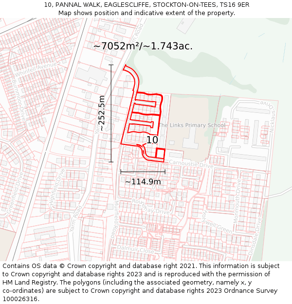 10, PANNAL WALK, EAGLESCLIFFE, STOCKTON-ON-TEES, TS16 9ER: Plot and title map