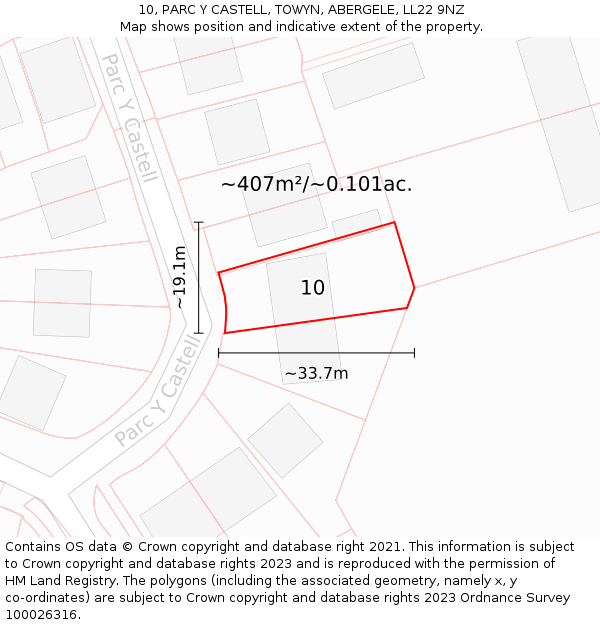 10, PARC Y CASTELL, TOWYN, ABERGELE, LL22 9NZ: Plot and title map