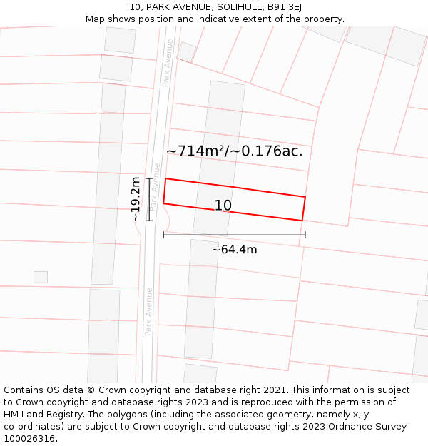 10, PARK AVENUE, SOLIHULL, B91 3EJ: Plot and title map