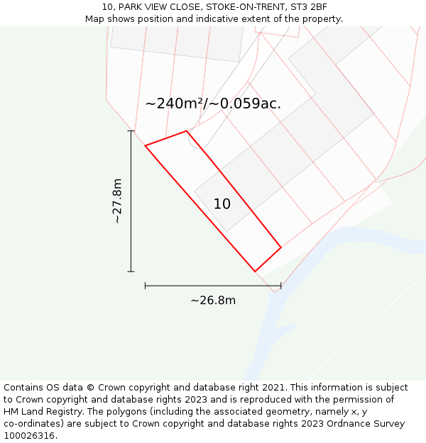 10, PARK VIEW CLOSE, STOKE-ON-TRENT, ST3 2BF: Plot and title map