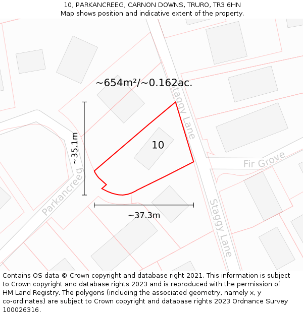 10, PARKANCREEG, CARNON DOWNS, TRURO, TR3 6HN: Plot and title map