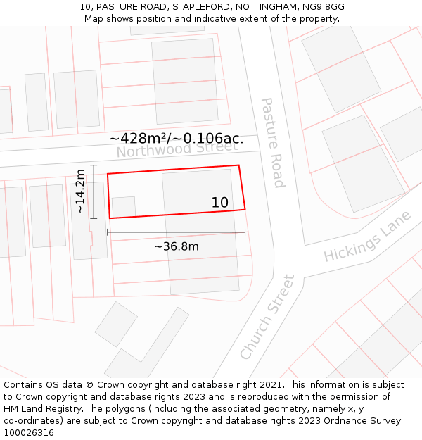 10, PASTURE ROAD, STAPLEFORD, NOTTINGHAM, NG9 8GG: Plot and title map