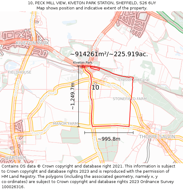 10, PECK MILL VIEW, KIVETON PARK STATION, SHEFFIELD, S26 6UY: Plot and title map