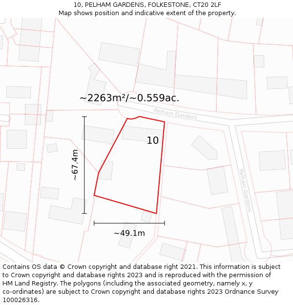 10, PELHAM GARDENS, FOLKESTONE, CT20 2LF: Plot and title map