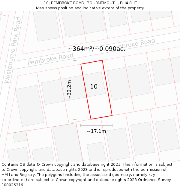 10, PEMBROKE ROAD, BOURNEMOUTH, BH4 8HE: Plot and title map