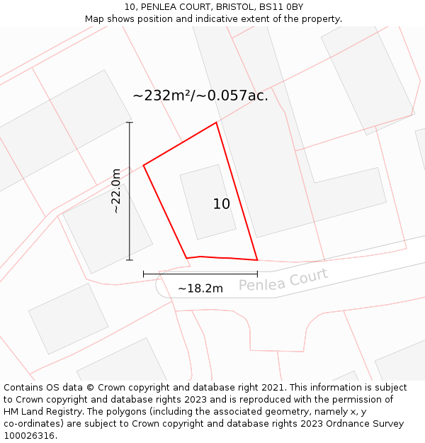 10, PENLEA COURT, BRISTOL, BS11 0BY: Plot and title map
