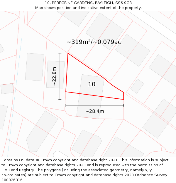 10, PEREGRINE GARDENS, RAYLEIGH, SS6 9GR: Plot and title map