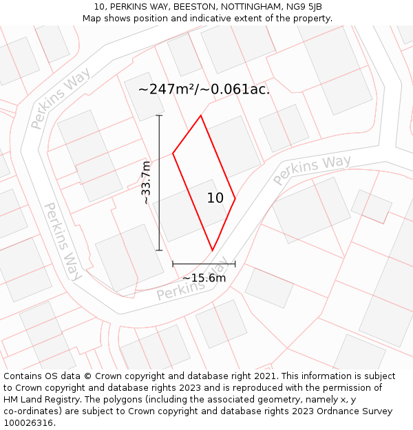 10, PERKINS WAY, BEESTON, NOTTINGHAM, NG9 5JB: Plot and title map