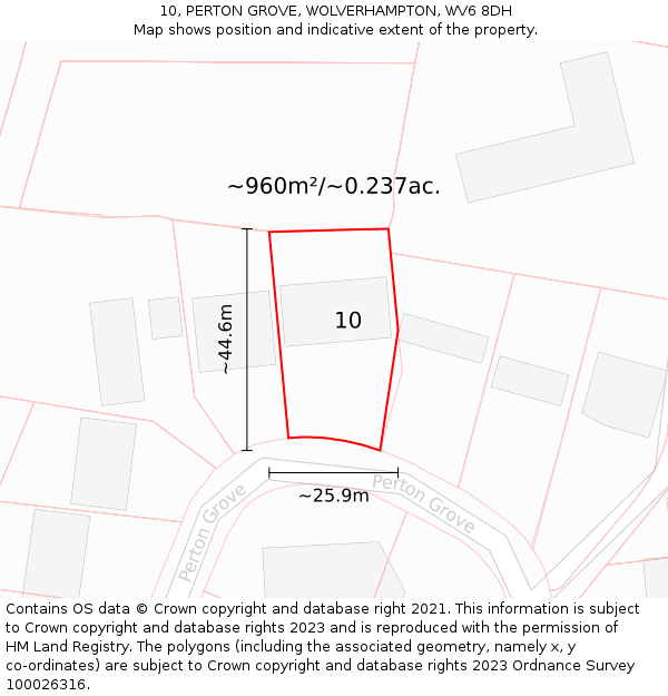 10, PERTON GROVE, WOLVERHAMPTON, WV6 8DH: Plot and title map