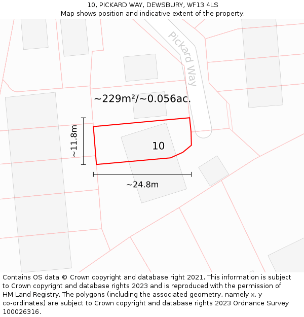 10, PICKARD WAY, DEWSBURY, WF13 4LS: Plot and title map