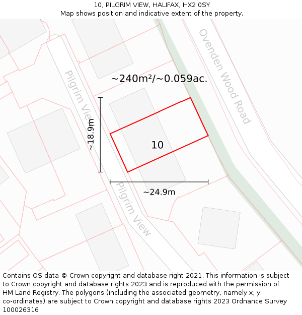 10, PILGRIM VIEW, HALIFAX, HX2 0SY: Plot and title map