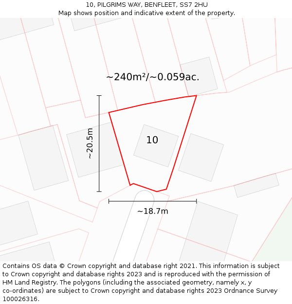 10, PILGRIMS WAY, BENFLEET, SS7 2HU: Plot and title map