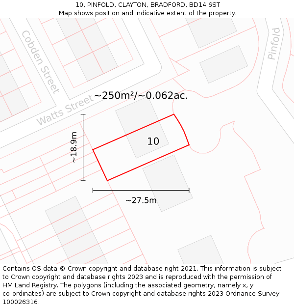 10, PINFOLD, CLAYTON, BRADFORD, BD14 6ST: Plot and title map
