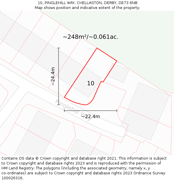 10, PINGLEHILL WAY, CHELLASTON, DERBY, DE73 6NB: Plot and title map