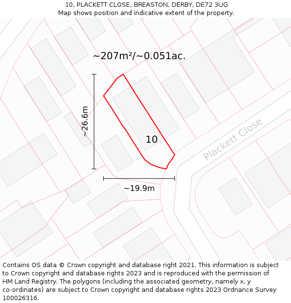 10, PLACKETT CLOSE, BREASTON, DERBY, DE72 3UG: Plot and title map