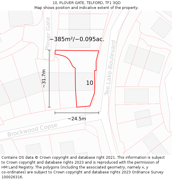 10, PLOVER GATE, TELFORD, TF1 3QD: Plot and title map