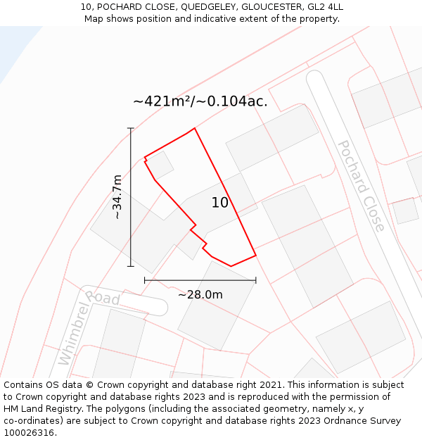 10, POCHARD CLOSE, QUEDGELEY, GLOUCESTER, GL2 4LL: Plot and title map