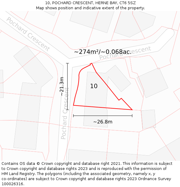 10, POCHARD CRESCENT, HERNE BAY, CT6 5SZ: Plot and title map