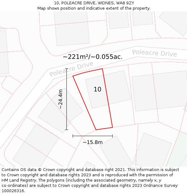10, POLEACRE DRIVE, WIDNES, WA8 9ZY: Plot and title map