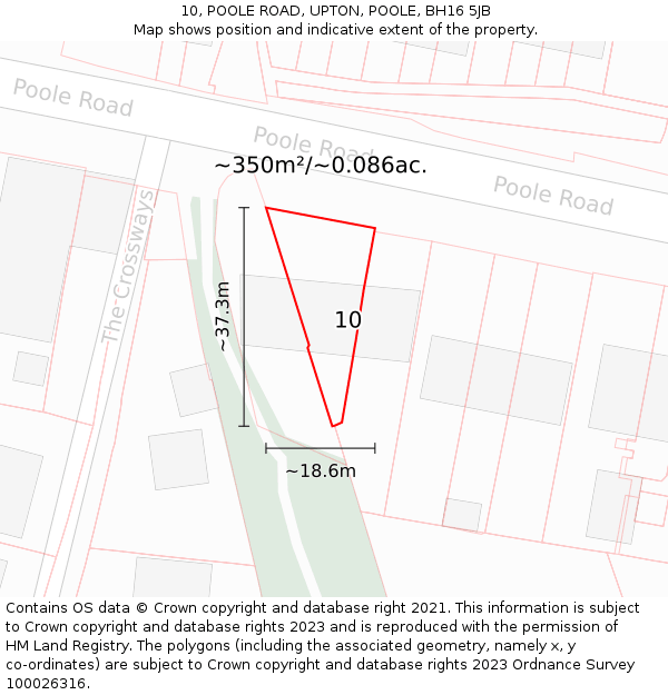 10, POOLE ROAD, UPTON, POOLE, BH16 5JB: Plot and title map