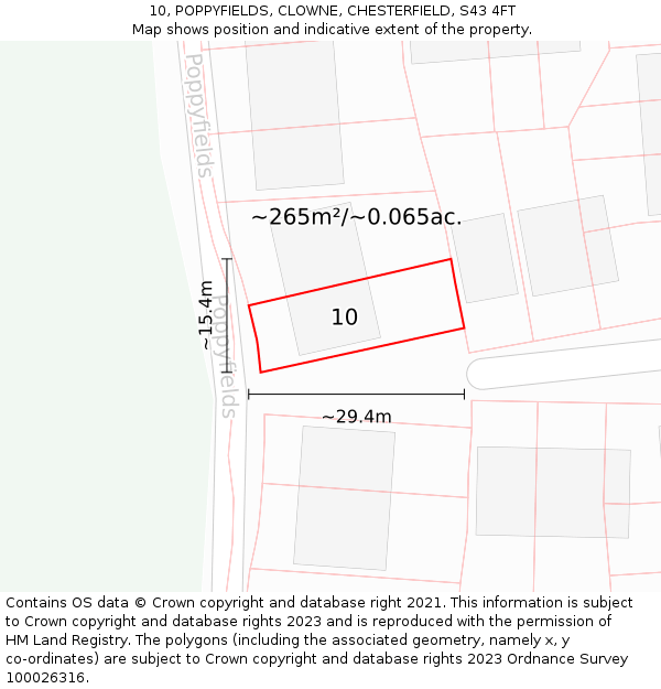 10, POPPYFIELDS, CLOWNE, CHESTERFIELD, S43 4FT: Plot and title map