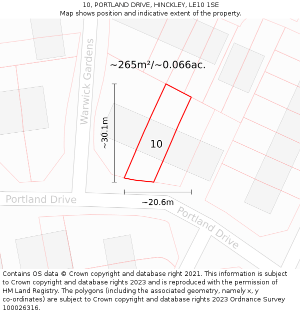 10, PORTLAND DRIVE, HINCKLEY, LE10 1SE: Plot and title map