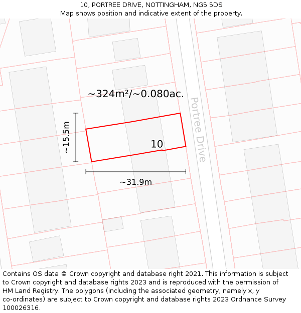10, PORTREE DRIVE, NOTTINGHAM, NG5 5DS: Plot and title map