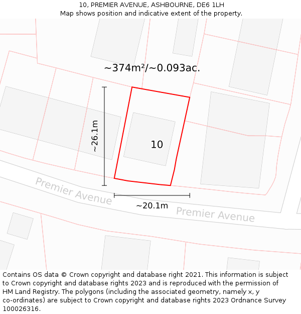 10, PREMIER AVENUE, ASHBOURNE, DE6 1LH: Plot and title map