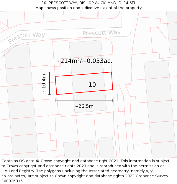 10, PRESCOTT WAY, BISHOP AUCKLAND, DL14 6FL: Plot and title map