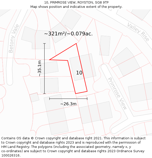 10, PRIMROSE VIEW, ROYSTON, SG8 9TP: Plot and title map
