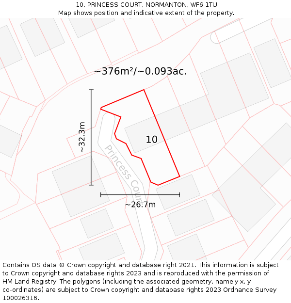 10, PRINCESS COURT, NORMANTON, WF6 1TU: Plot and title map