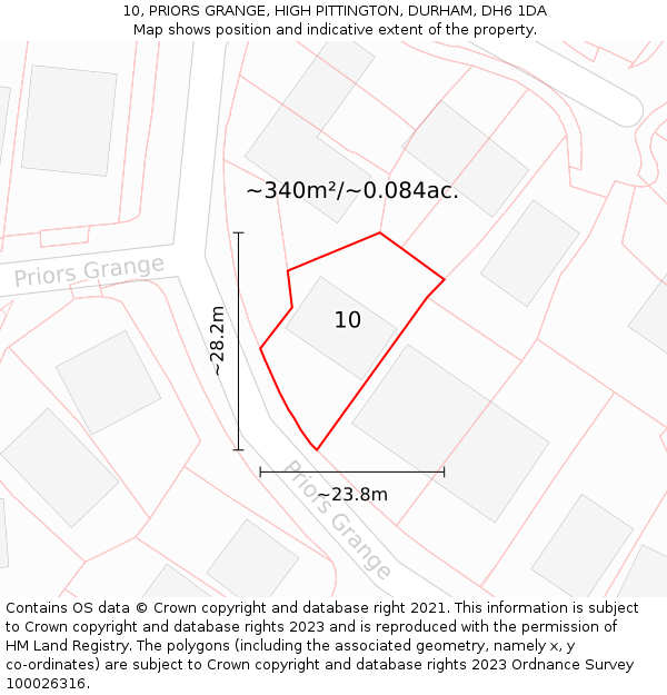 10, PRIORS GRANGE, HIGH PITTINGTON, DURHAM, DH6 1DA: Plot and title map