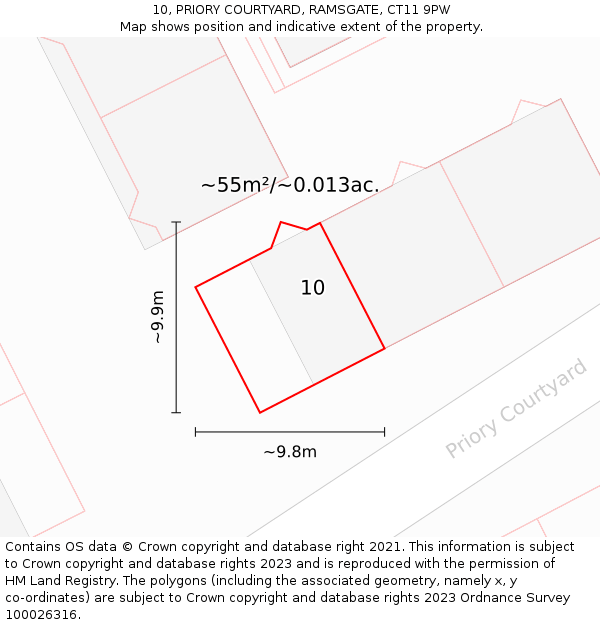10, PRIORY COURTYARD, RAMSGATE, CT11 9PW: Plot and title map