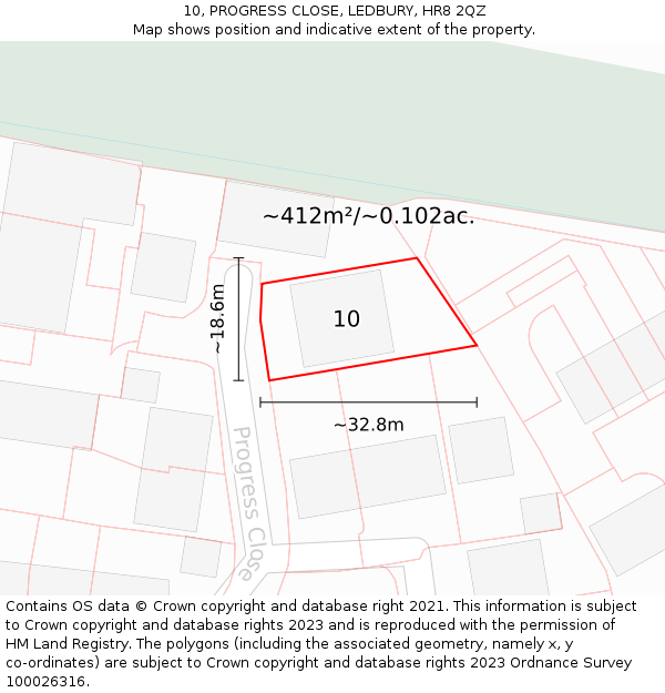 10, PROGRESS CLOSE, LEDBURY, HR8 2QZ: Plot and title map