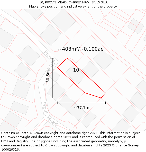 10, PROVIS MEAD, CHIPPENHAM, SN15 3UA: Plot and title map