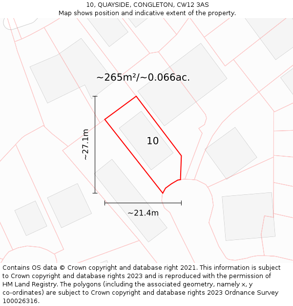 10, QUAYSIDE, CONGLETON, CW12 3AS: Plot and title map