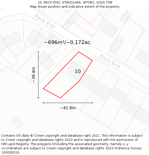 10, RACK END, STANDLAKE, WITNEY, OX29 7SB: Plot and title map