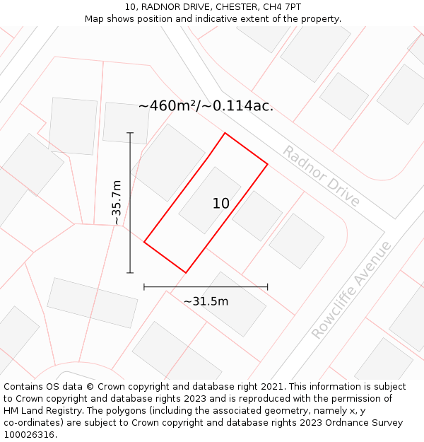 10, RADNOR DRIVE, CHESTER, CH4 7PT: Plot and title map