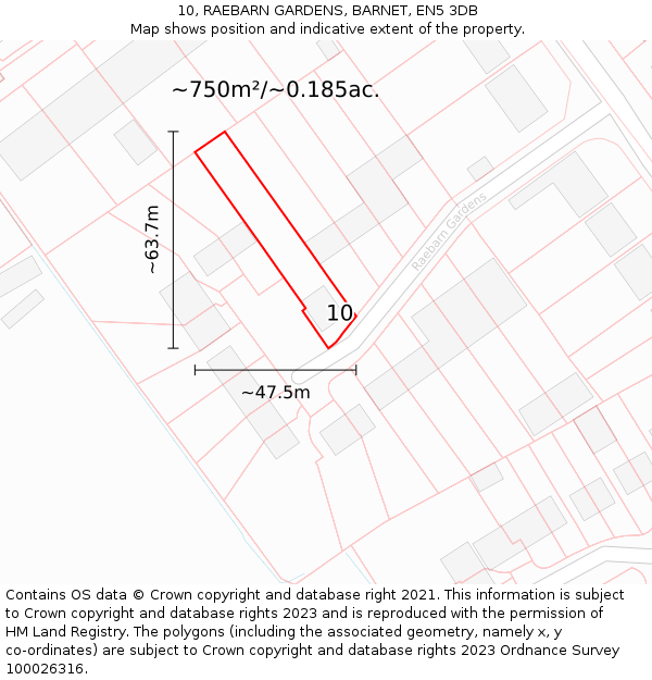 10, RAEBARN GARDENS, BARNET, EN5 3DB: Plot and title map