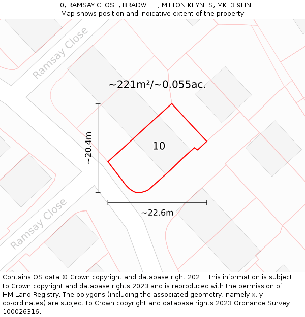 10, RAMSAY CLOSE, BRADWELL, MILTON KEYNES, MK13 9HN: Plot and title map