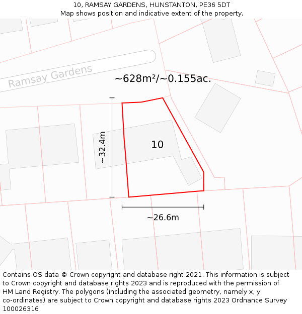 10, RAMSAY GARDENS, HUNSTANTON, PE36 5DT: Plot and title map
